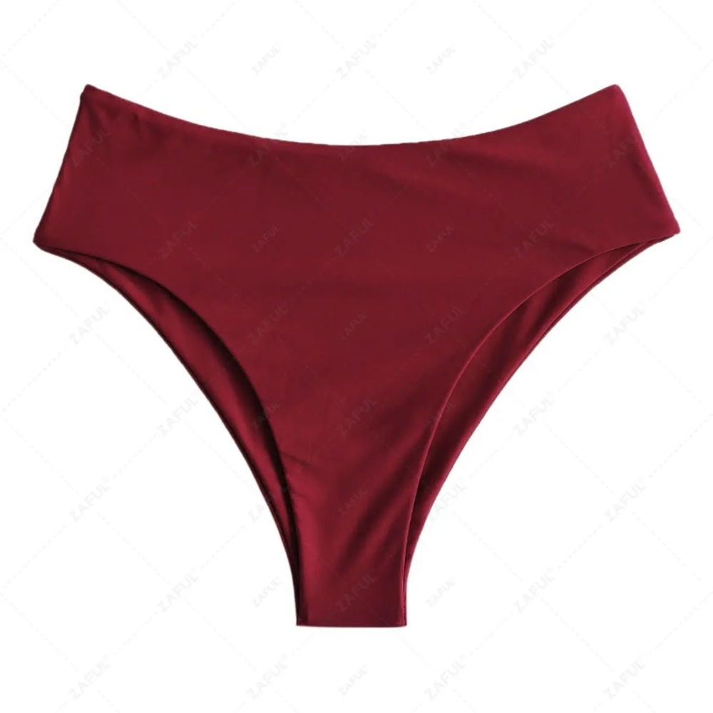 NWT Solid Red High Waist Bikini Bottoms